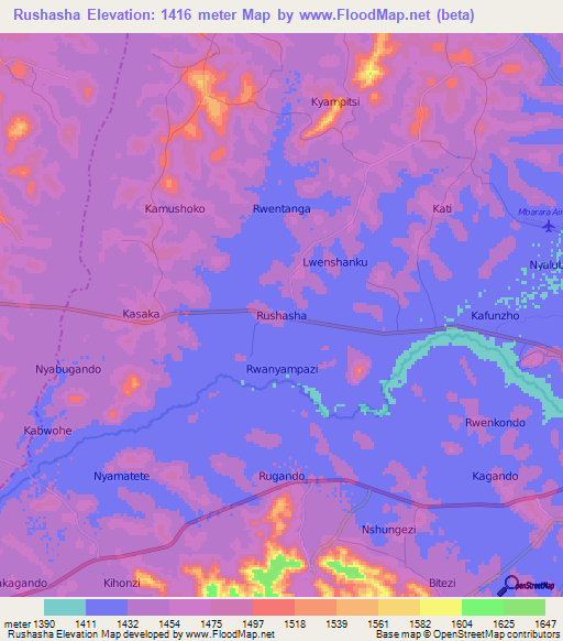 Rushasha,Uganda Elevation Map