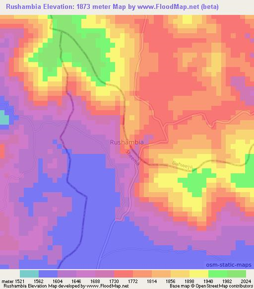 Rushambia,Uganda Elevation Map