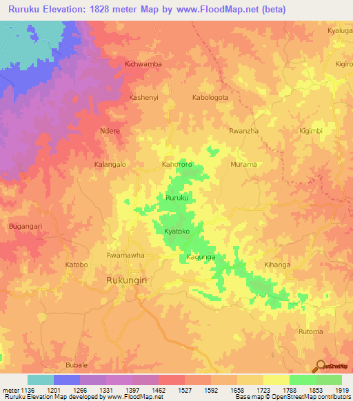 Ruruku,Uganda Elevation Map