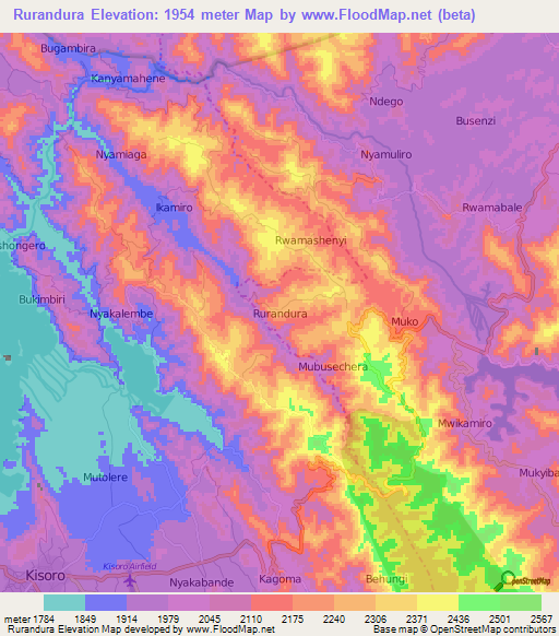 Rurandura,Uganda Elevation Map