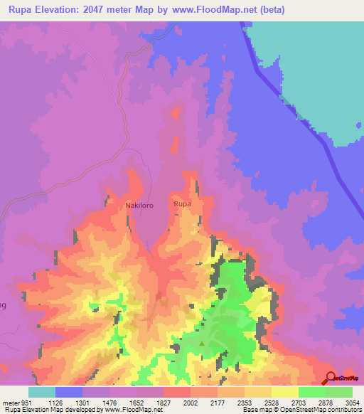 Rupa,Uganda Elevation Map