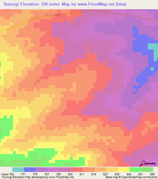 Rumogi,Uganda Elevation Map