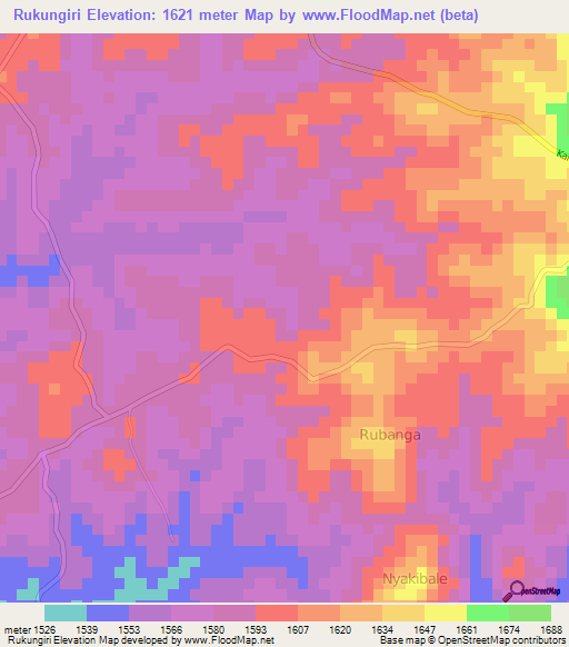 Rukungiri,Uganda Elevation Map