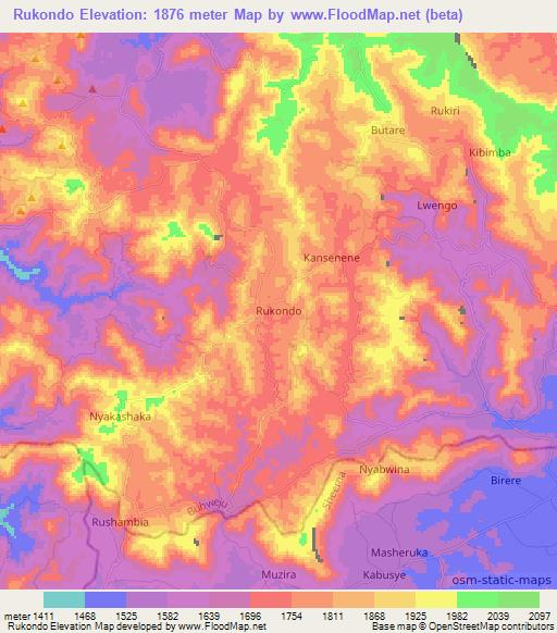 Rukondo,Uganda Elevation Map
