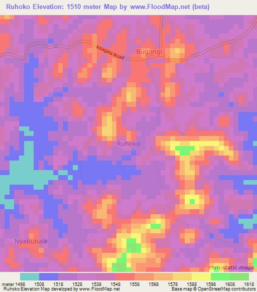Ruhoko,Uganda Elevation Map
