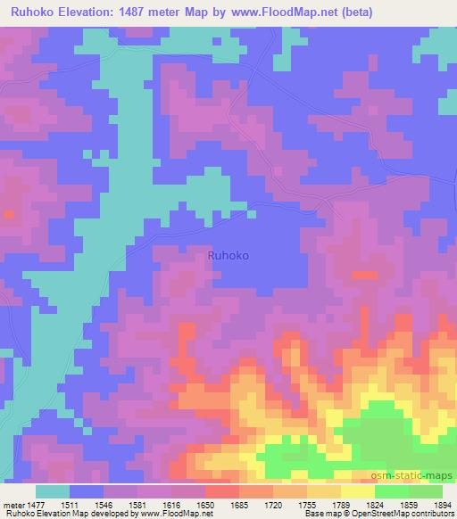 Ruhoko,Uganda Elevation Map