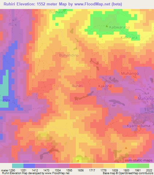 Ruhiri,Uganda Elevation Map