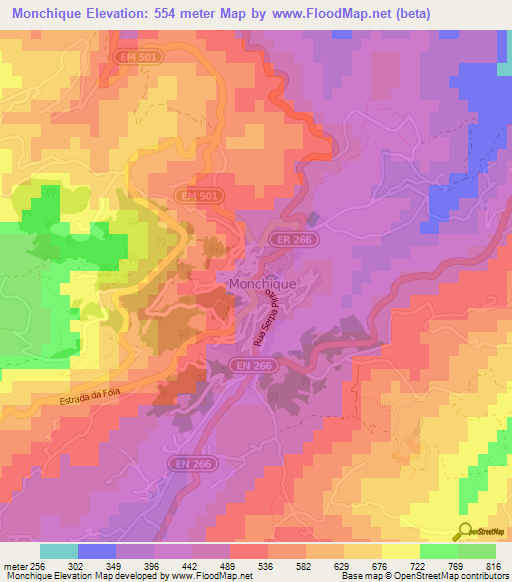 Monchique,Portugal Elevation Map