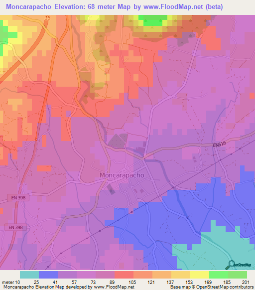Moncarapacho,Portugal Elevation Map