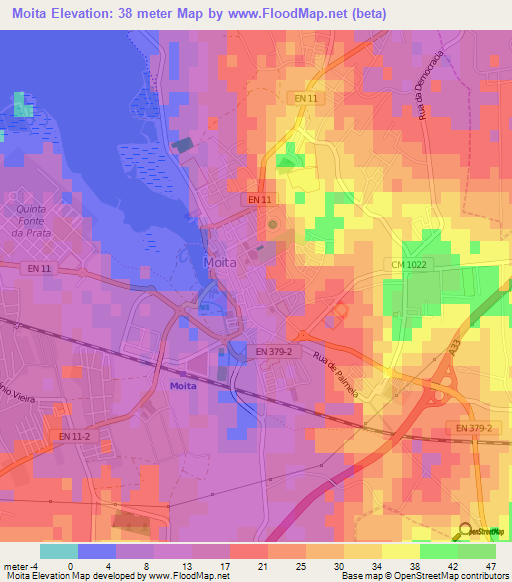 Moita,Portugal Elevation Map