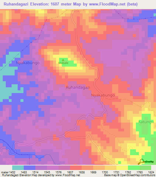 Ruhandagazi,Uganda Elevation Map