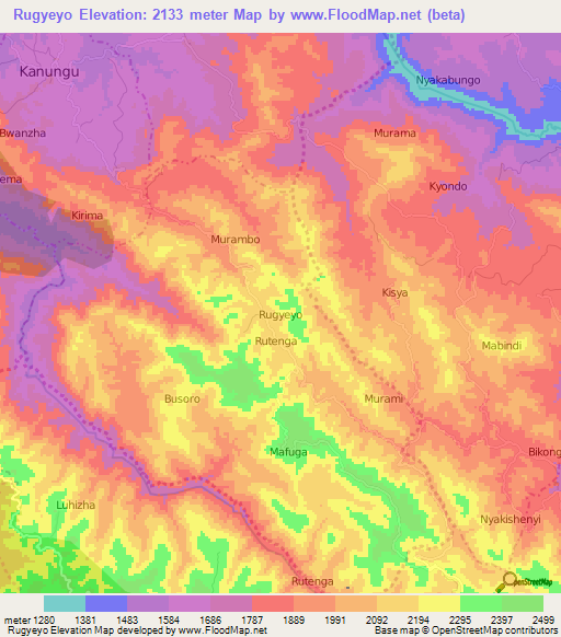 Rugyeyo,Uganda Elevation Map