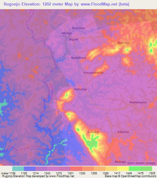 Rugonjo,Uganda Elevation Map