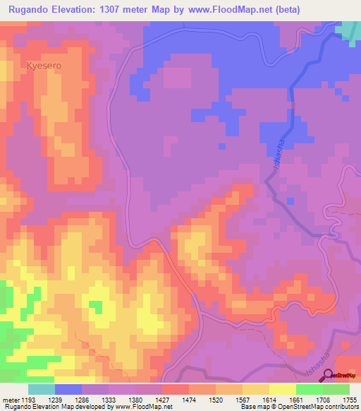 Rugando,Uganda Elevation Map