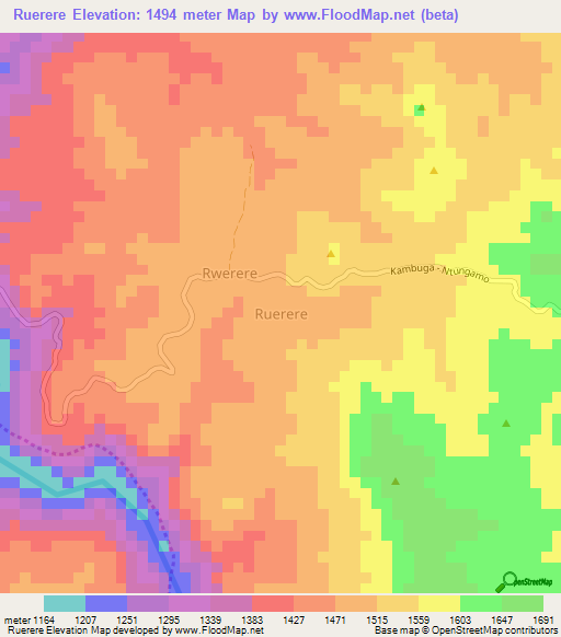 Ruerere,Uganda Elevation Map