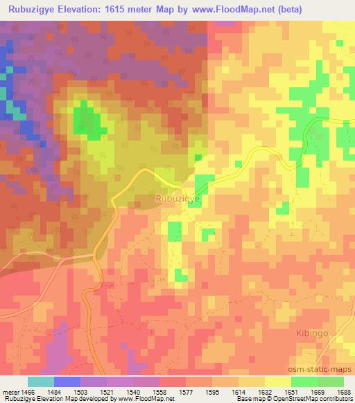 Rubuzigye,Uganda Elevation Map