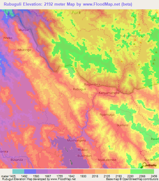 Rubuguli,Uganda Elevation Map