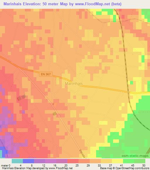 Marinhais,Portugal Elevation Map