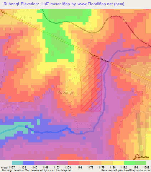 Rubongi,Uganda Elevation Map