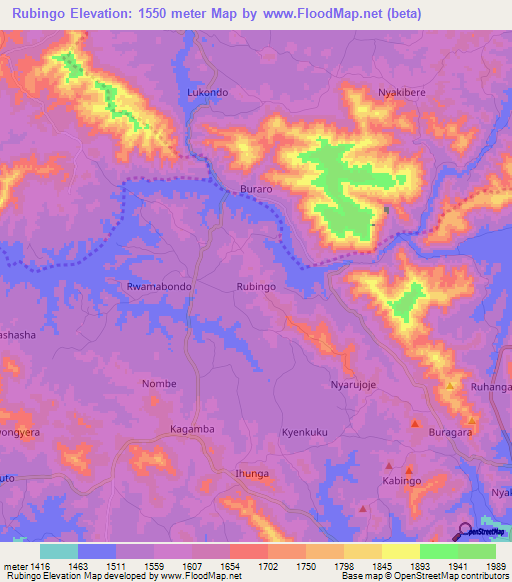 Rubingo,Uganda Elevation Map