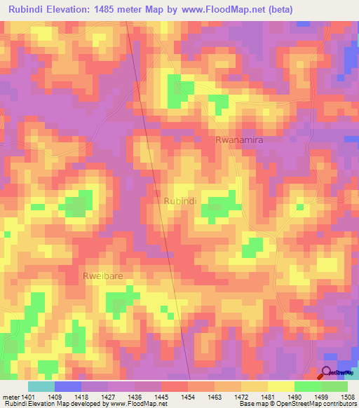 Rubindi,Uganda Elevation Map