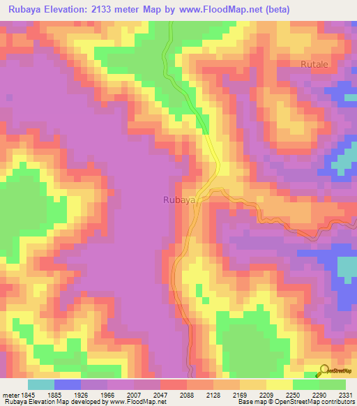 Rubaya,Uganda Elevation Map