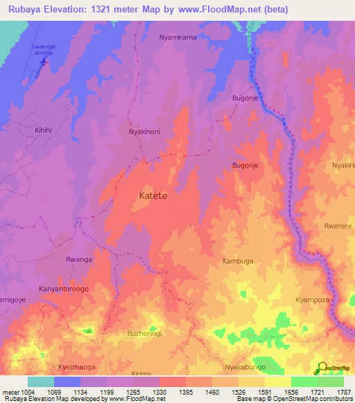 Rubaya,Uganda Elevation Map