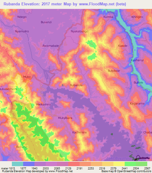Rubanda,Uganda Elevation Map