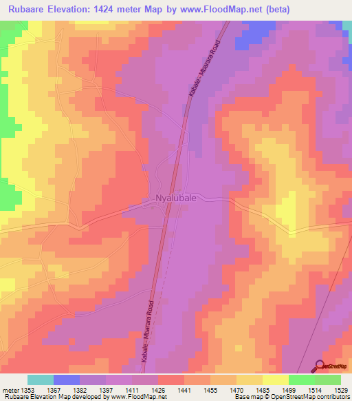 Rubaare,Uganda Elevation Map
