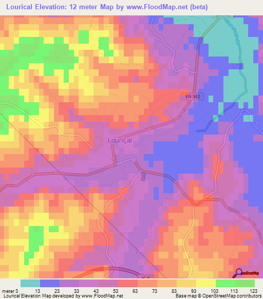 Lourical,Portugal Elevation Map