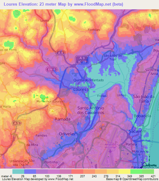 Loures,Portugal Elevation Map