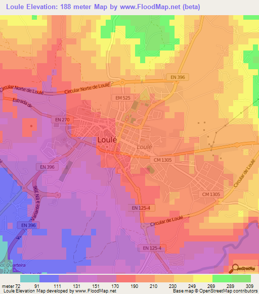 Loule,Portugal Elevation Map