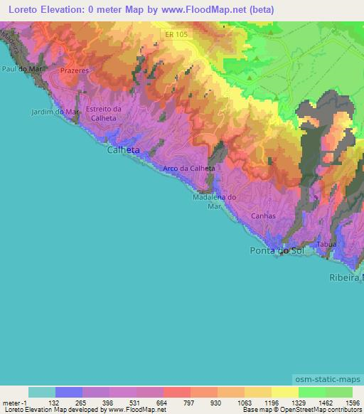 Loreto,Portugal Elevation Map