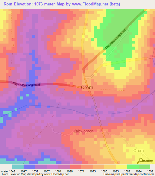 Rom,Uganda Elevation Map