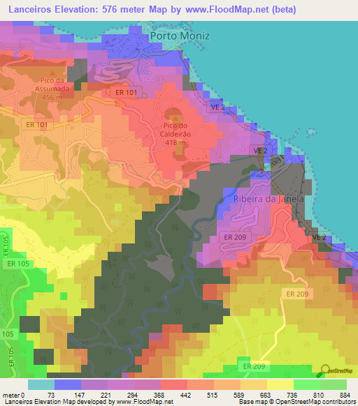 Lanceiros,Portugal Elevation Map