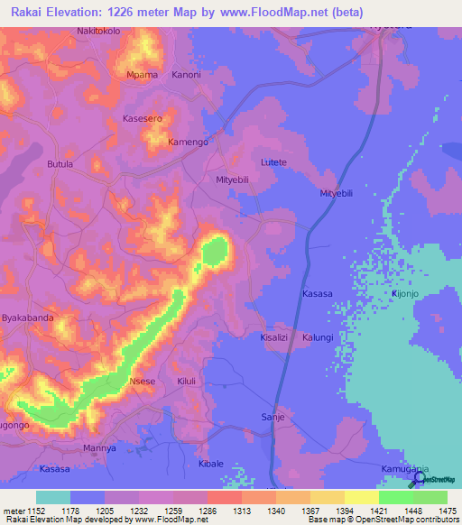 Rakai,Uganda Elevation Map