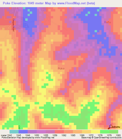 Poke,Uganda Elevation Map