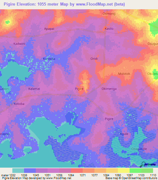 Pigire,Uganda Elevation Map