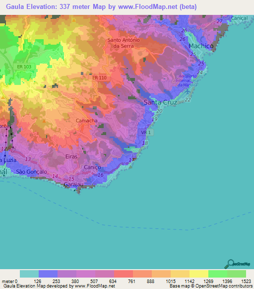 Gaula,Portugal Elevation Map