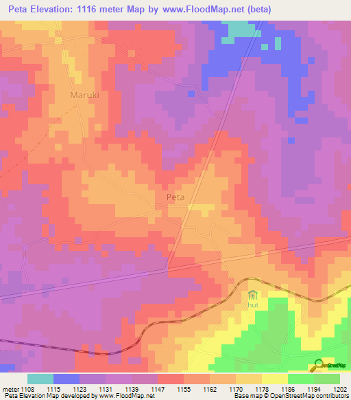 Peta,Uganda Elevation Map