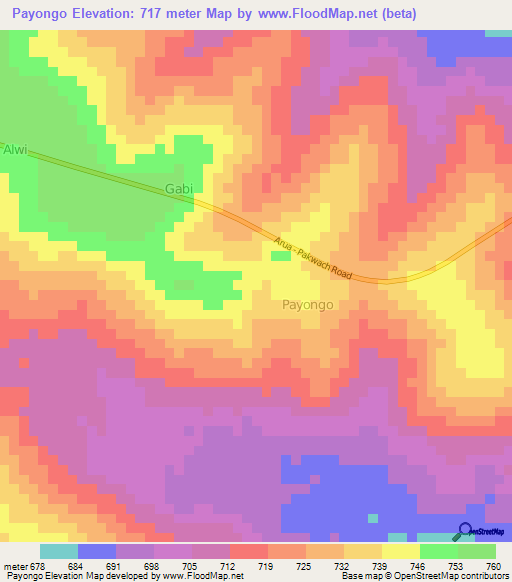 Payongo,Uganda Elevation Map