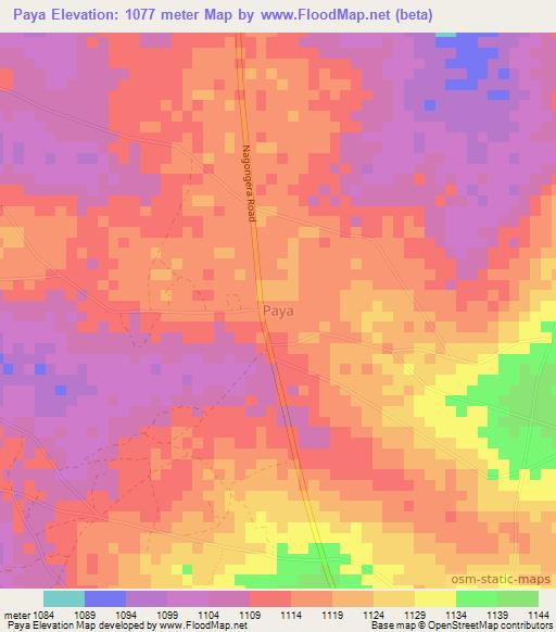 Paya,Uganda Elevation Map