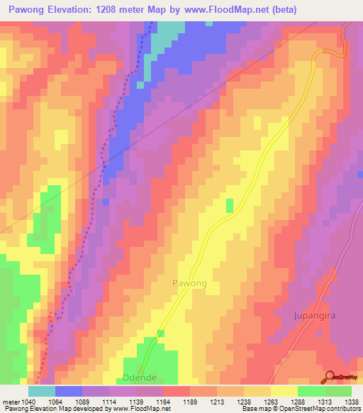 Pawong,Uganda Elevation Map