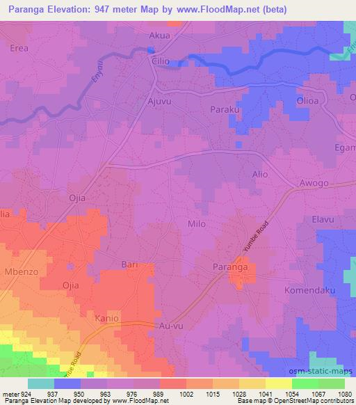 Paranga,Uganda Elevation Map