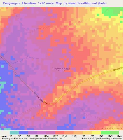 Panyangara,Uganda Elevation Map