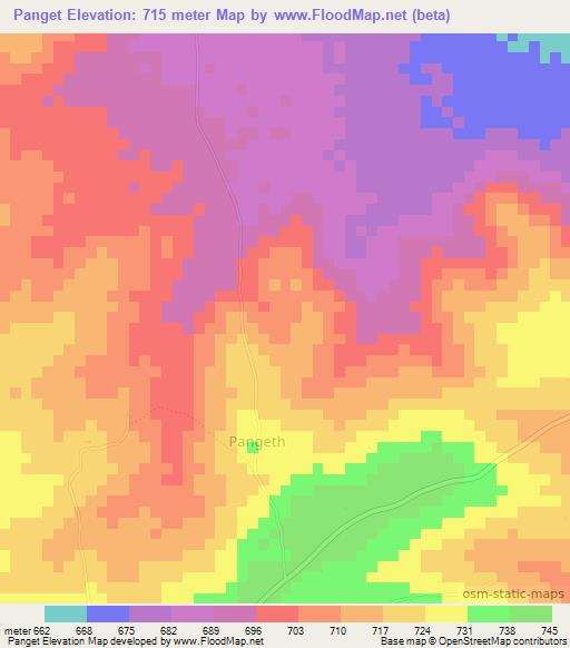 Panget,Uganda Elevation Map