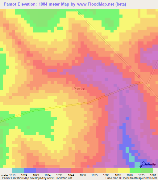 Pamot,Uganda Elevation Map