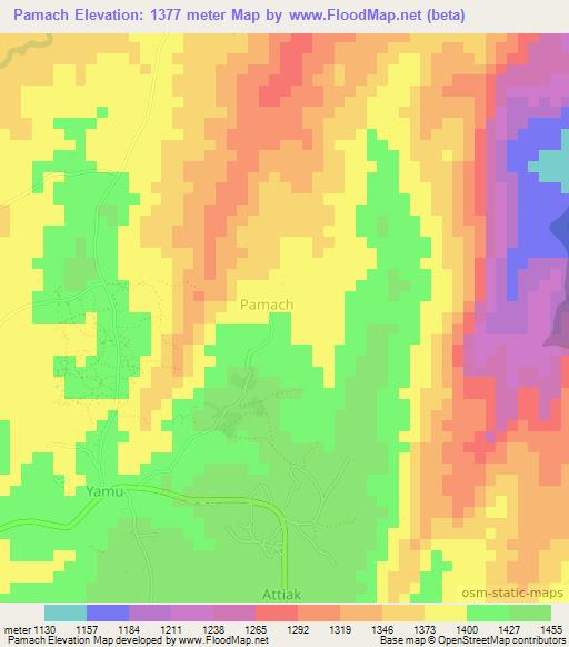 Pamach,Uganda Elevation Map