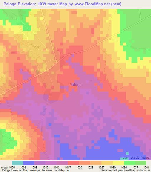 Paloga,Uganda Elevation Map