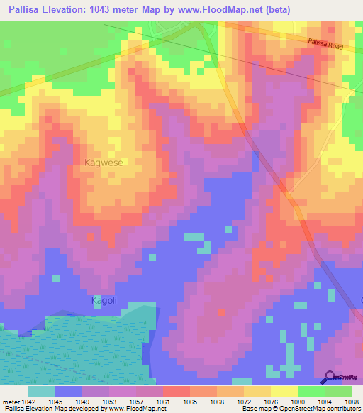 Pallisa,Uganda Elevation Map